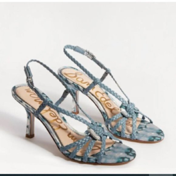 Sam Edelman NEW Smoky Blue Pankin Braided Slingback Kitten Heel Sandal Size 6.5 - Picture 4 of 10